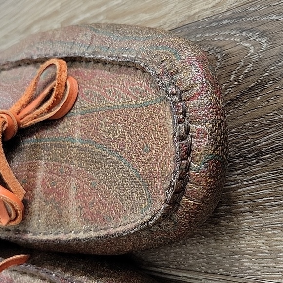 ETRO Brown Paisley Print Canvas Bow Slip On Drivers Loafers Moccasin Sz 44 US 11 main image 5